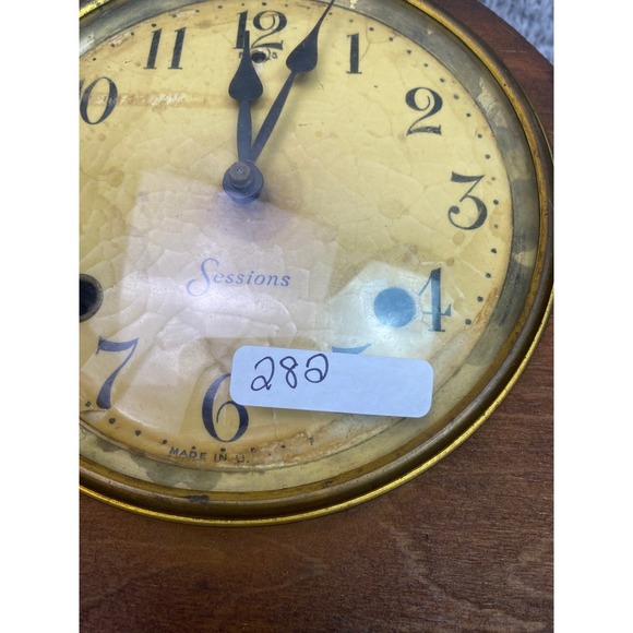 Antique Sessions Mantel Clock‎ 8 Day Pendulum Key Wind Wooden Patina - Picture 14 of 15